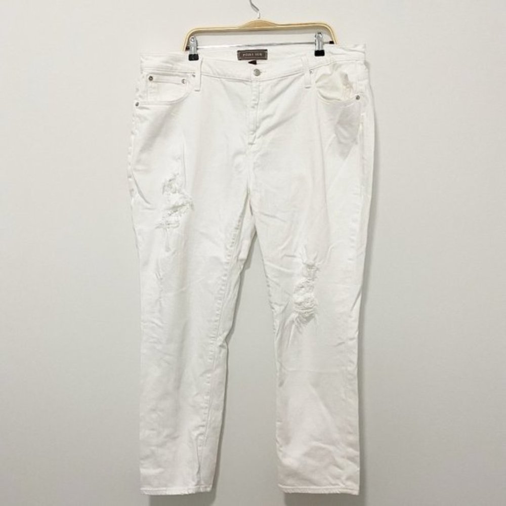 J. Crew White Boyfriend Distressed Jeans Size 35